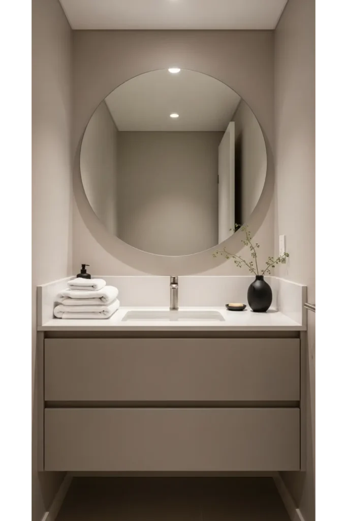 Slim Wall Mounted Vanity With Hidden Storage