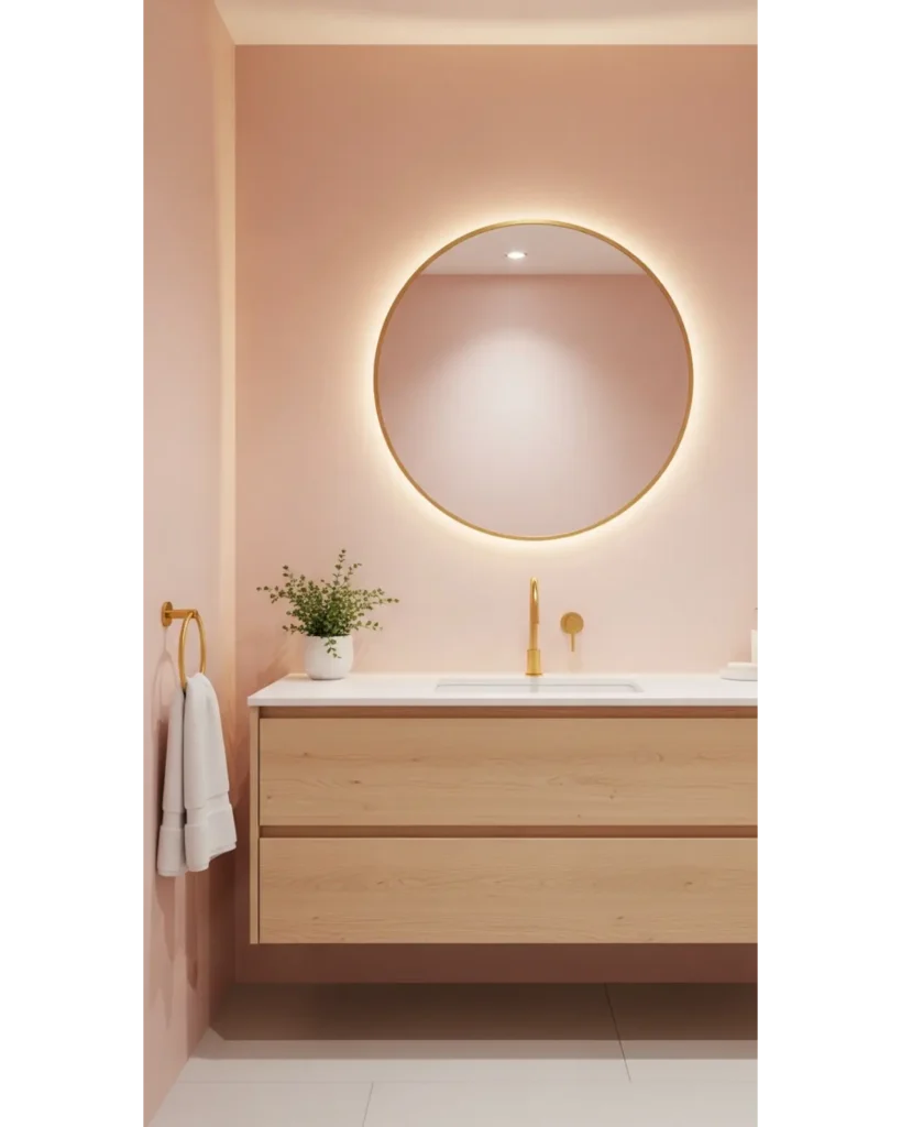 22+ Bathroom Aesthetic Ideas for Relaxing Space 14 Soft Blush Tranquility