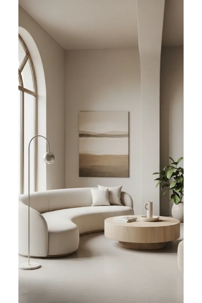 23 Minimalist Living Room Ideas for Calm Homes 21 Soft Curved Shapes