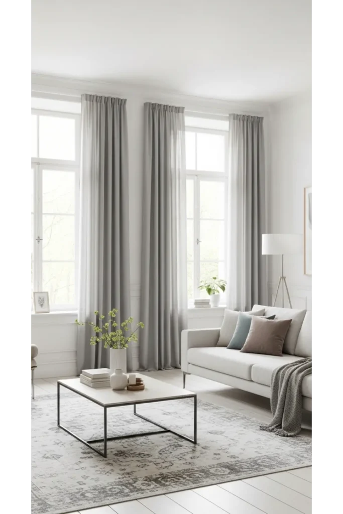 Curtains Living Room Inspirations 21+ Cozy Ideas That Add Privacy 7 Soft Gray Curtains for Balanced Light
