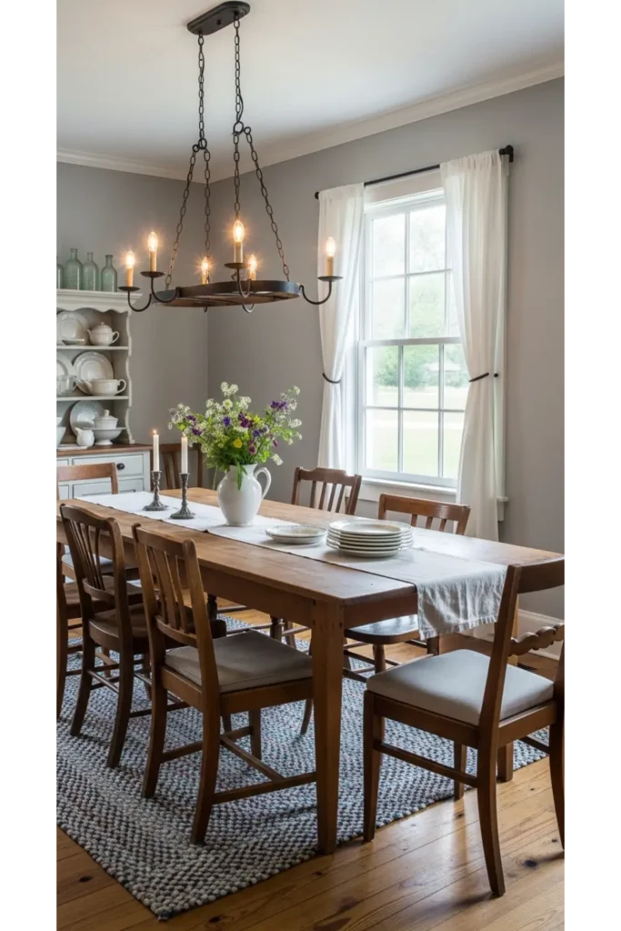 22+ Modern Farmhouse Dining Room Ideas 15 Soft Gray Farmhouse Dining Room Palette