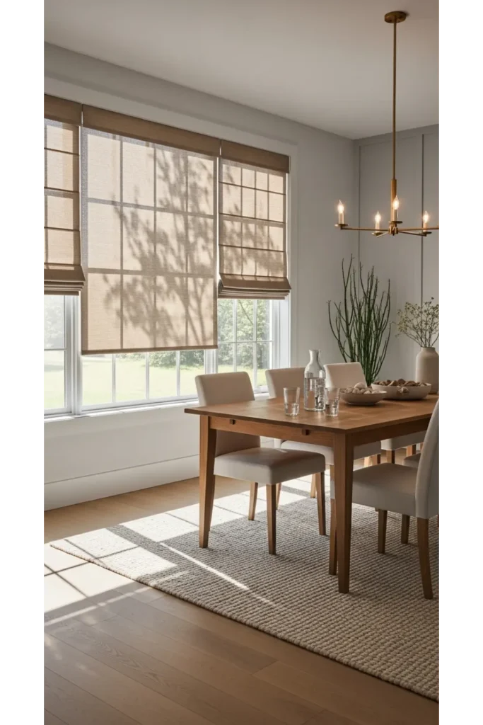 21 Dining Room Decor Ideas You’ll Love This Year 18 Soft Light Control With Fabric Balance