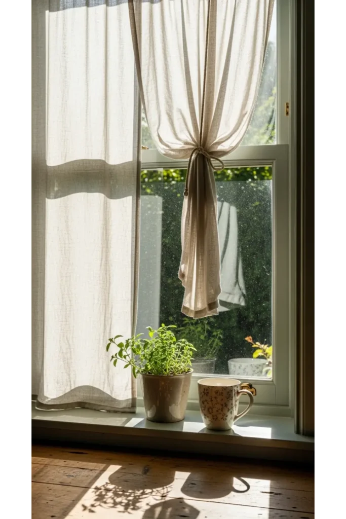 20 Earthy Kitchen Ideas For Natural And Warm Interiors 8 Soft Linen Or Cotton Window Treatments