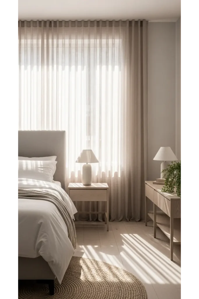 Japandi Bedroom 23 Calm Cozy Retreat Ideas 13 Soft Sheer Curtains