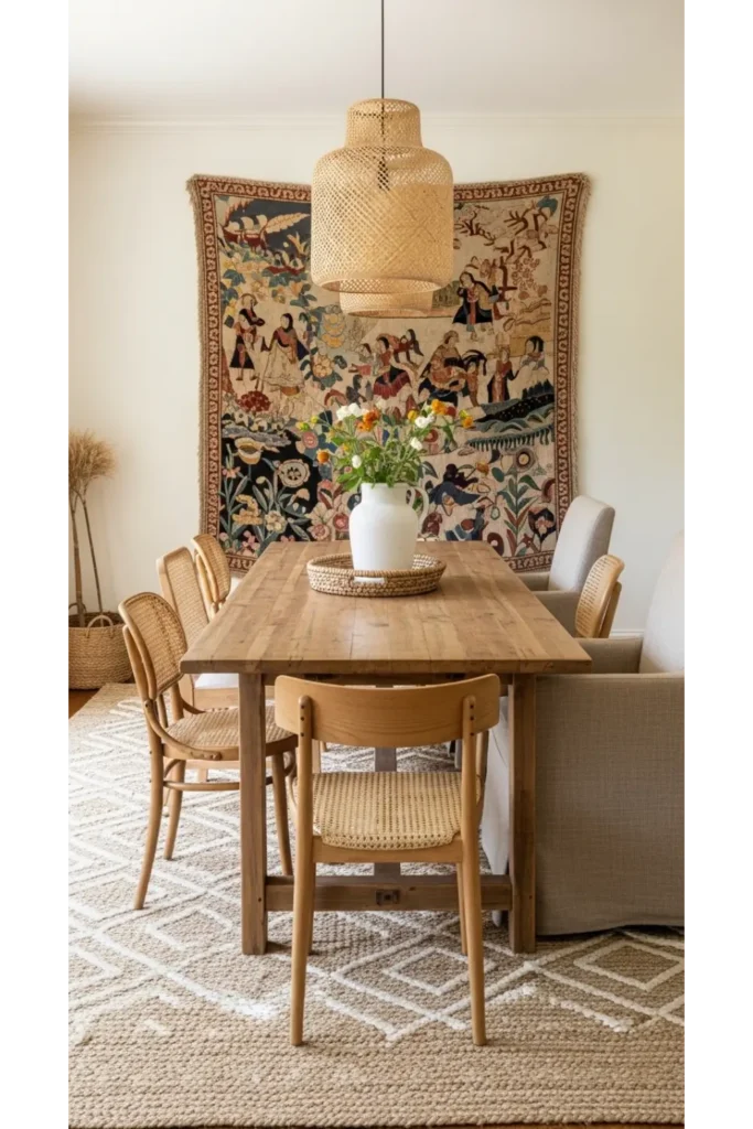 22+ Boho Dining Room Inspirations Relaxed Chic Vibes 18 Statement Art Pieces