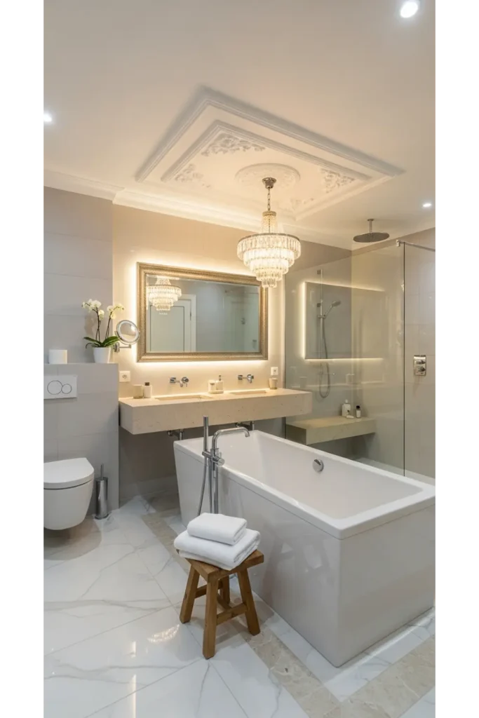 Statement Ceiling Above the Bathtub