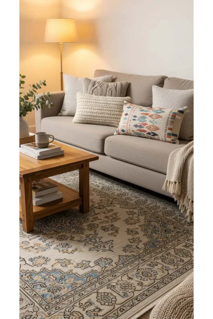 22+ Cosy Living Room Ideas Comfortable Stylish 10 Statement Rug as the Foundation