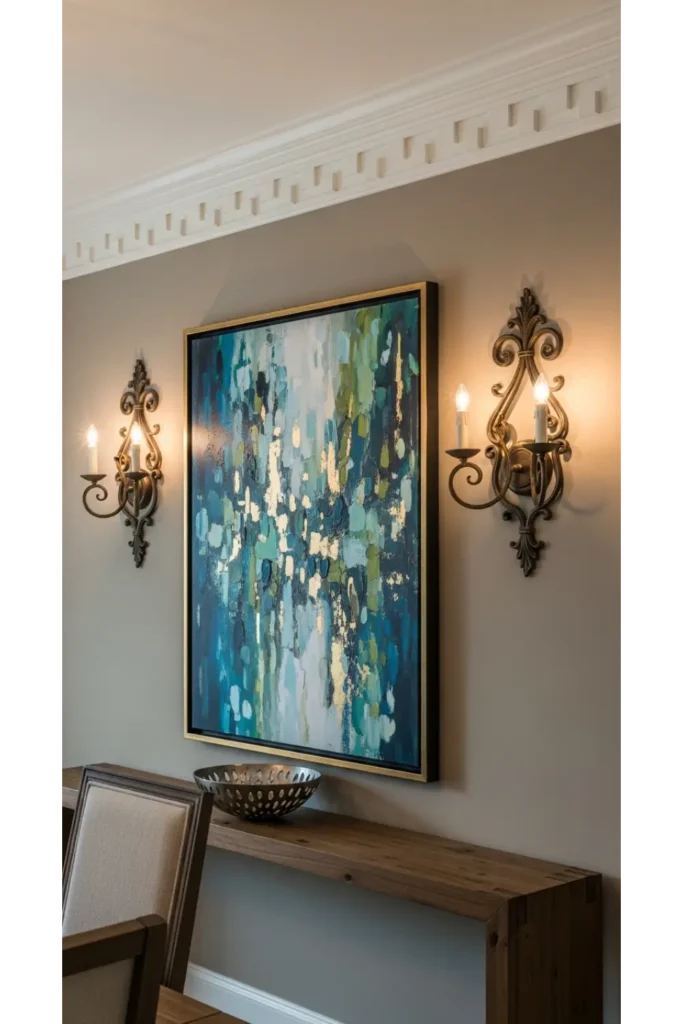 Symmetrical Wall Sconces With Art