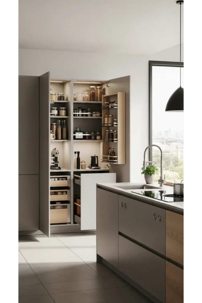 23 Modular Kitchen Design Inspirations For Efficiency 7 Tall Unit Storage Integration