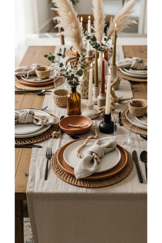 22+ Boho Dining Room Inspirations Relaxed Chic Vibes 11 Textured Table Linens