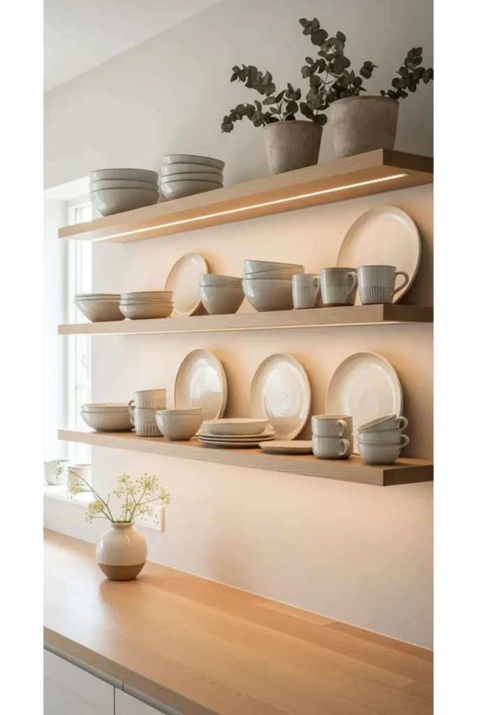 Timeless Kitchen Designs with Open Shelving Balance