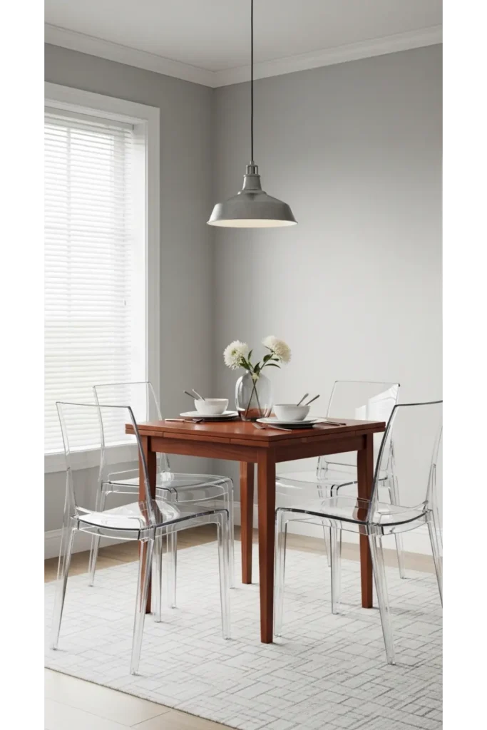 24+ Small Dining Room Ideas That Maximize Space 20 Transparent Chairs