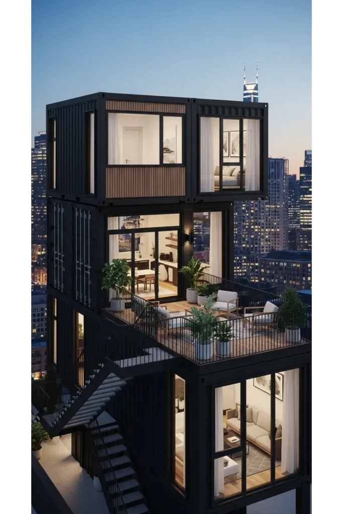 24 Shipping Container Homes for Smart Living 3 Two Story Urban Stack