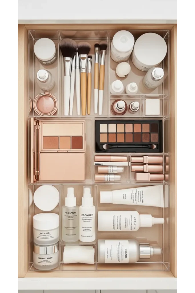 24+ Bathroom Organization Hacks for a Clutter-Free Space 3 Use Clear Stackable Drawer Dividers