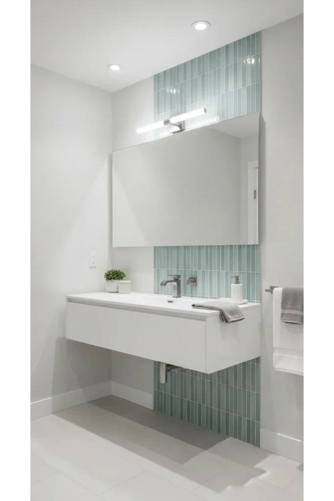 22 Tiny Bathroom Ideas Save Space With Style 22 Vertical Accent Tile Strip