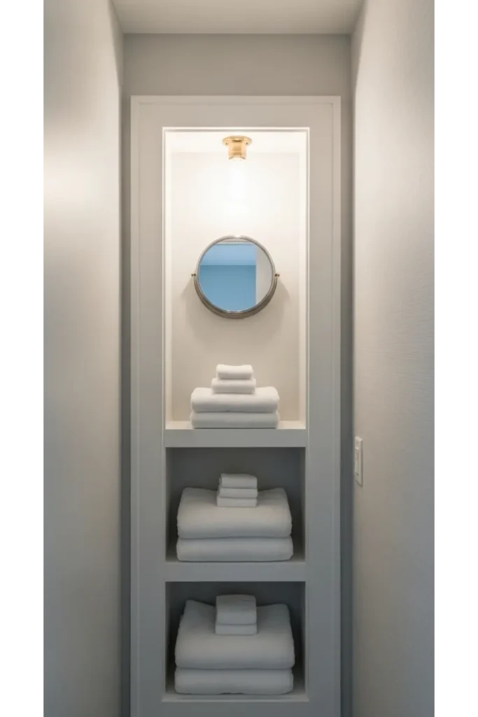 25 Small Full Bathroom Ideas Maximize Style & Space 9 Vertical Storage Cabinet Between Studs