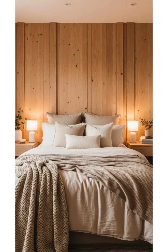 17+ Warm Bedroom Aesthetic Ideas for a Cozy Atmosphere 10 Wall Paneling for Subtle Depth