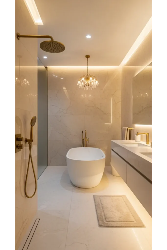22+ Bathroom Aesthetic Ideas for Relaxing Space 5 Warm Neutral Luxury
