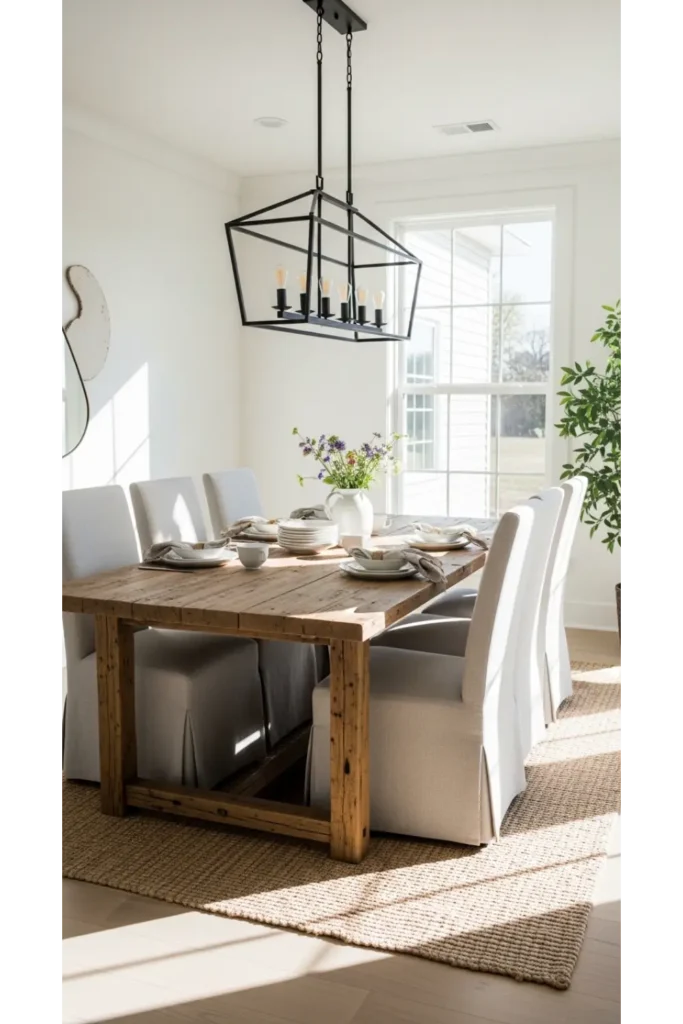 22+ Modern Farmhouse Dining Room Ideas 2 Warm Wood Anchor Dining Space