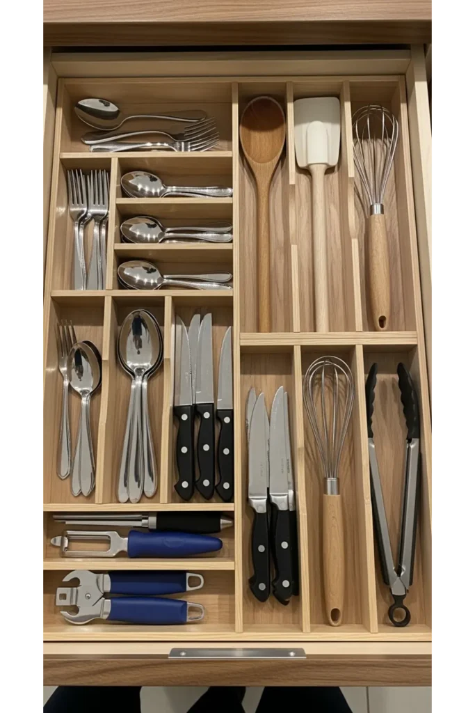 23 Small Kitchen Organization Ideas to Save Space 3 Add Drawer Dividers for Better Order