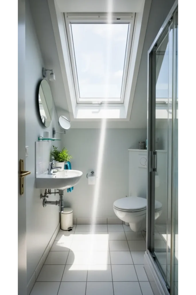 23 Tiny Bathroom Ideas to Make Your Space Look Bigger 17 Add a Skylight