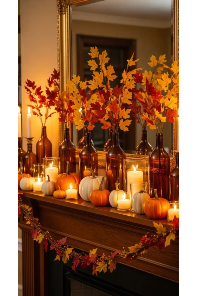 Amber Glass Autumn Mantel