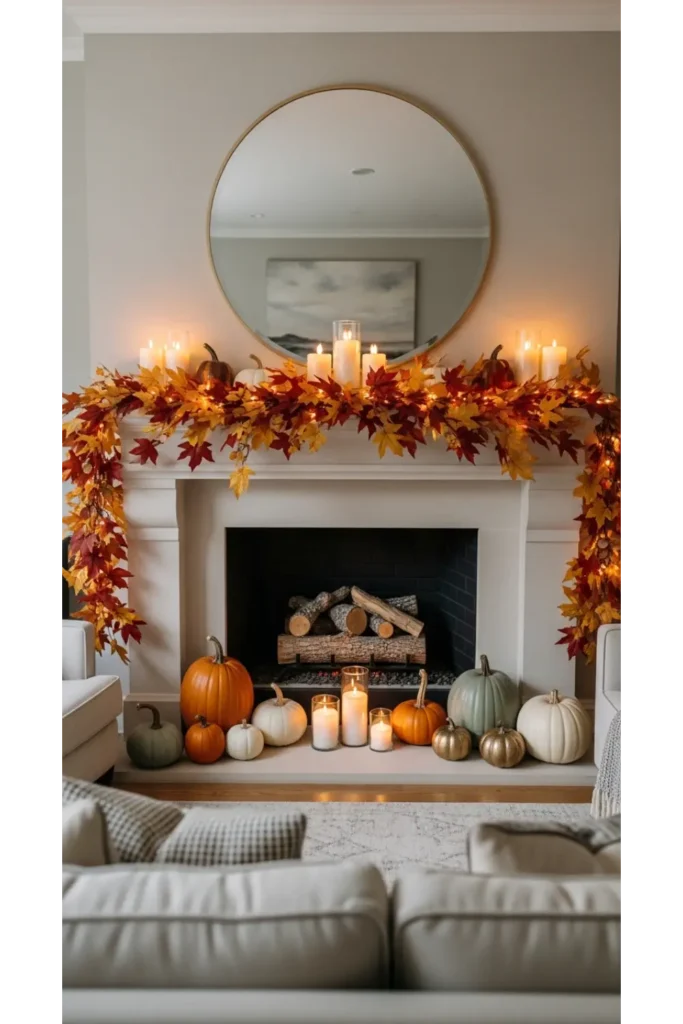 Autumn Mirror Mantel Centerpiece