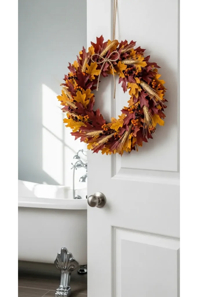 Autumn Wreath on Bathroom Door