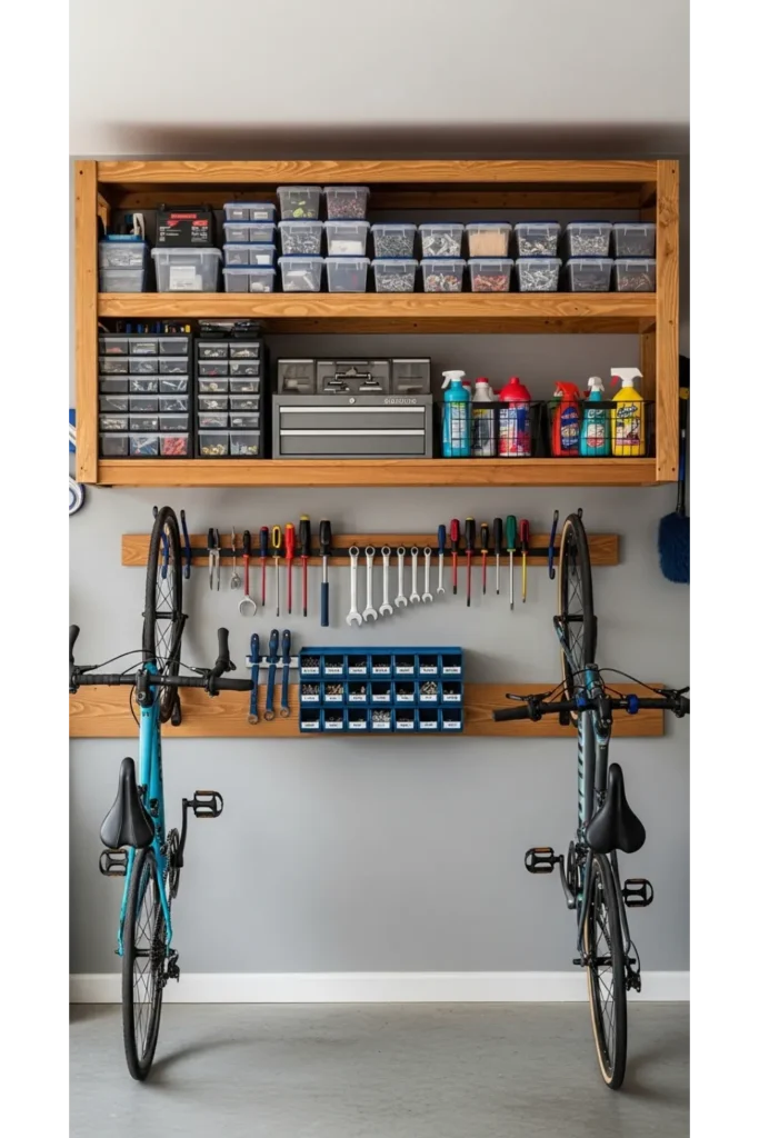 Bike Shelf with Hooks