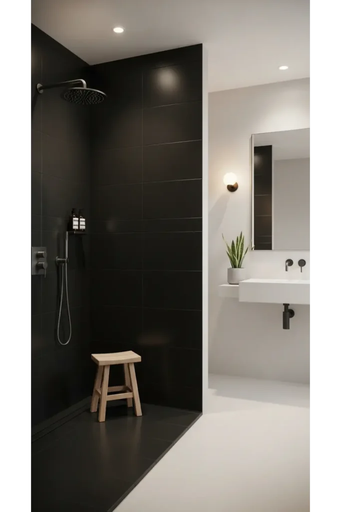23 Modern Black Bathroom Shower Ideas That Feel Luxe & Bold 24 Black Minimalist Japanese Inspired Shower