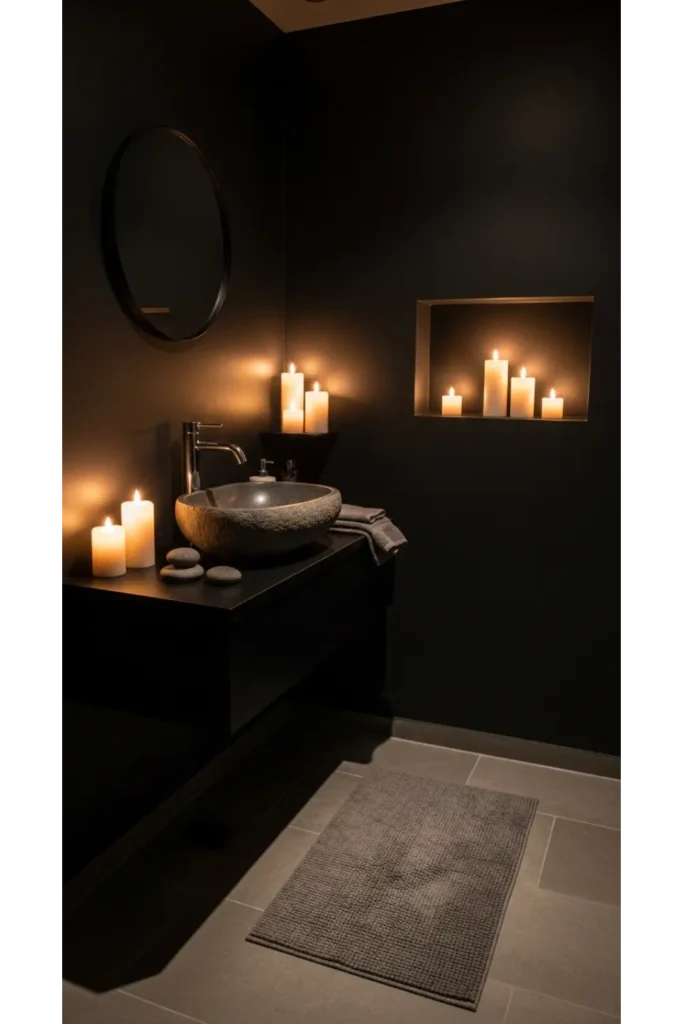 21+ Small All Black Bathroom Ideas That Look Luxurious 7 Black Spa Inspired Bathroom