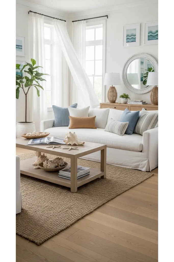 Calm White Coastal Living Room