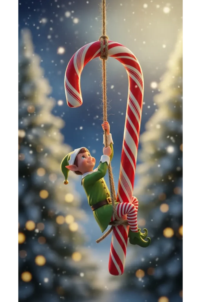 25 Funny Elf on the Shelf Ideas for Busy Parents 25 Candy Cane Swing