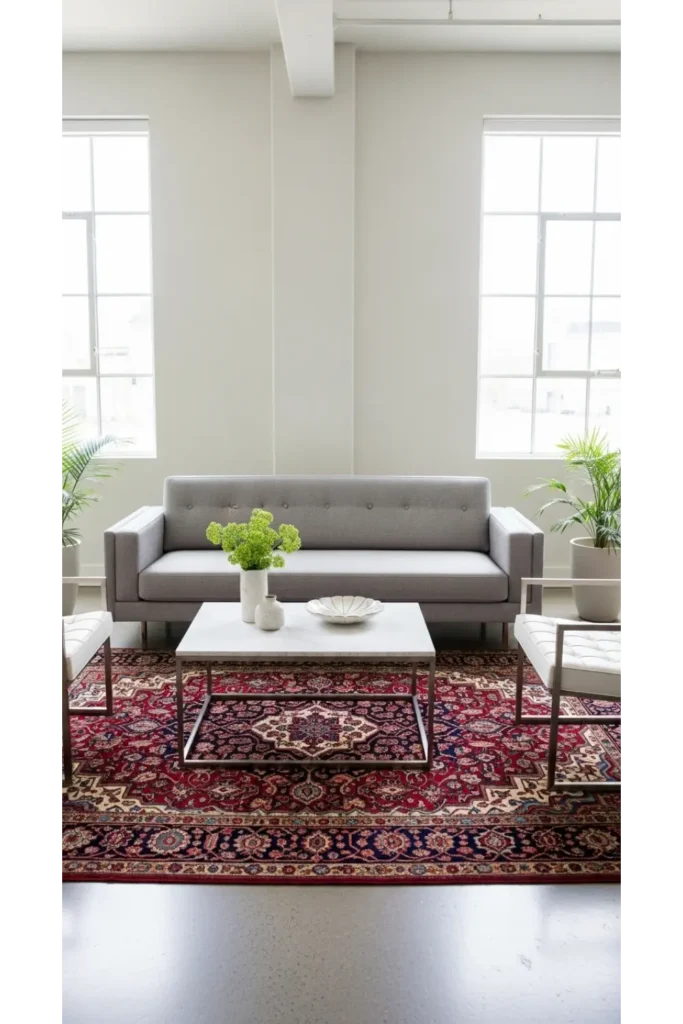 Classic Rug with Modern Furniture