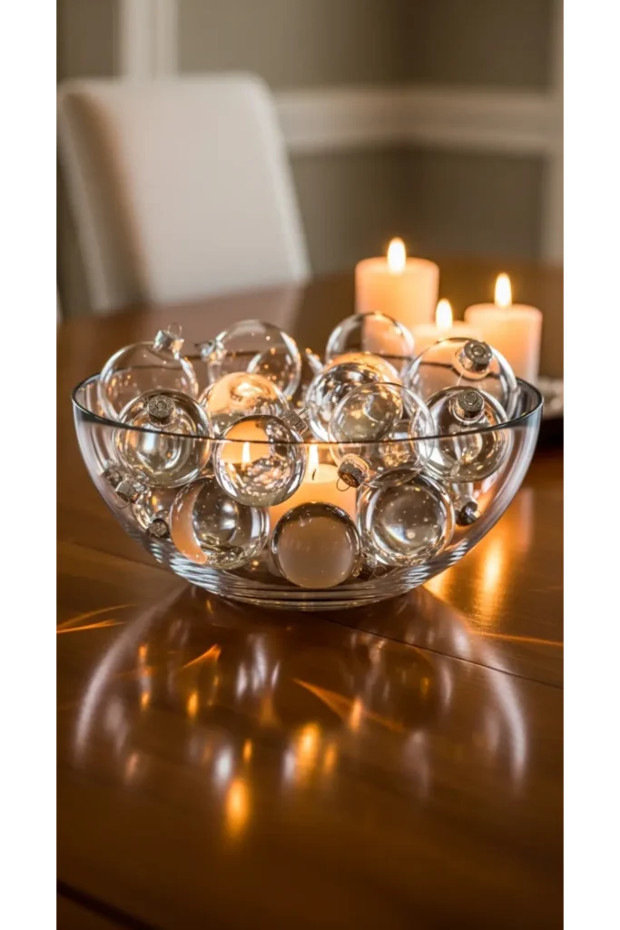 Clear Ornament Bowl Centerpiece