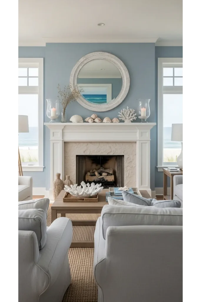 Coastal Fireplace Living Room