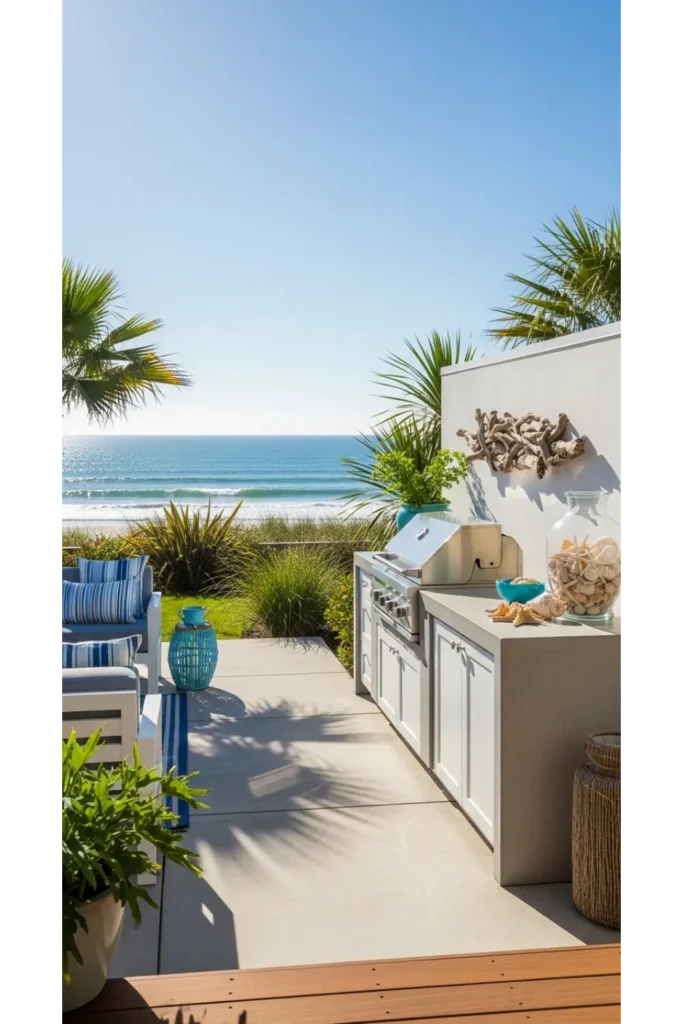 Coastal Inspired Concrete Outdoor Kitchen