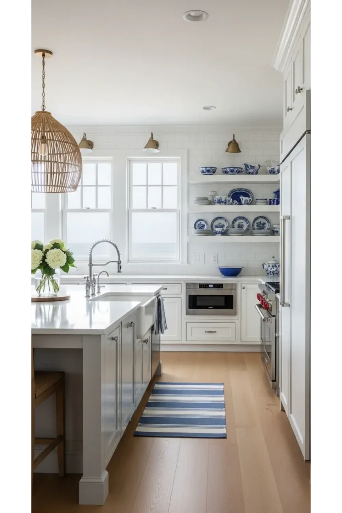 21 Coastal Kitchen Ideas to Make Your Home Feel Beachy 16 Coastal Kitchen With Light Oak Flooring