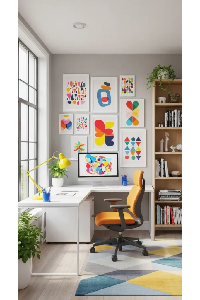 24 Home Office Ideas To Transform Your Space 21 Color Pop Office Setup