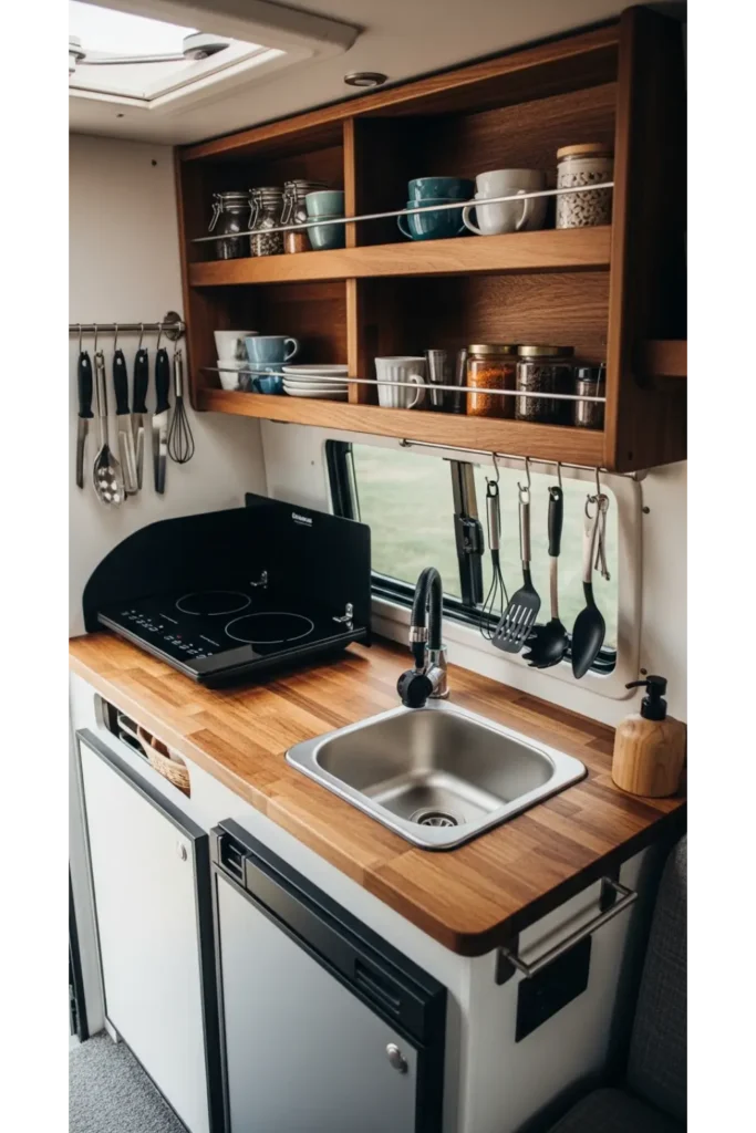 Campervan Interior 23: Max Space & Cozy Travel 23 Compact Sink Cabinet