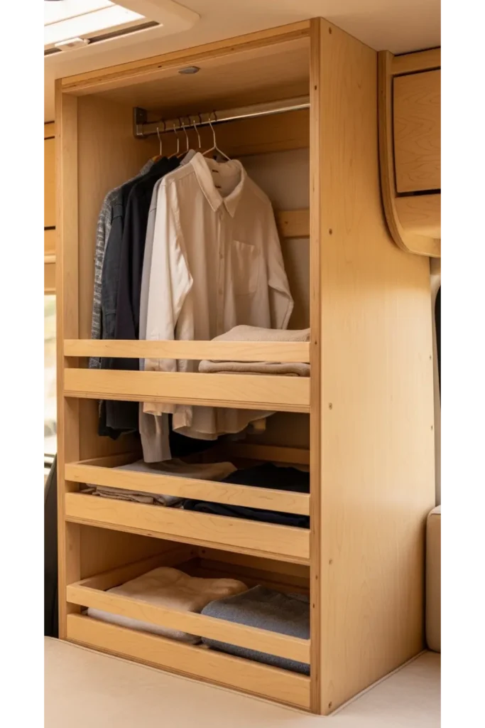 Campervan Interior 23: Max Space & Cozy Travel 11 Compact Wardrobe Cabinet