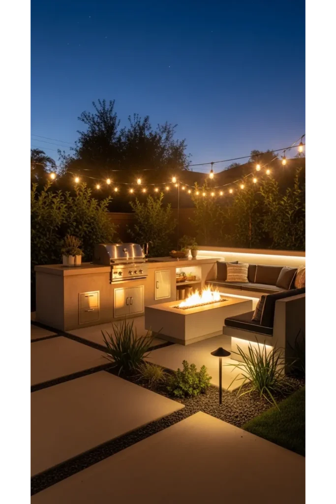  Concrete Outdoor Kitchen With Fire Pit