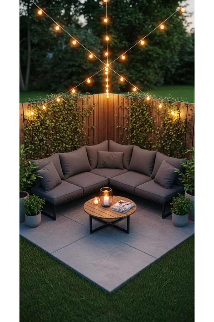 23 Concrete Backyard Patio Designs To Copy 24 Concrete Patio With Cozy Corner Lounge