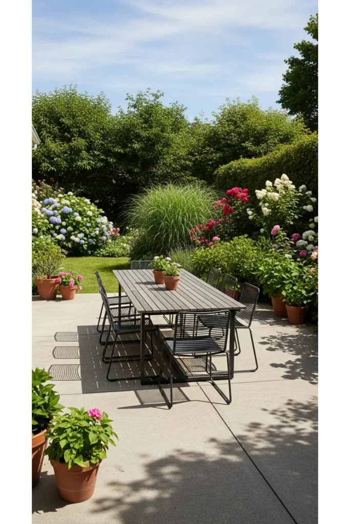 23 Concrete Backyard Patio Designs To Copy 15 Concrete Patio With Outdoor Dining Zone