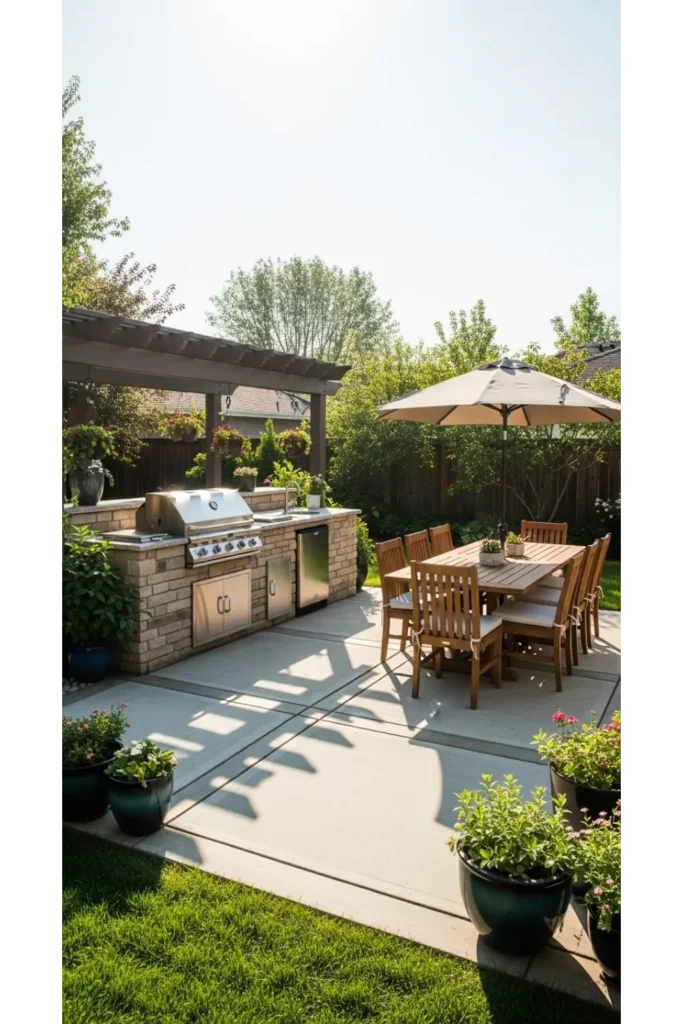 23 Concrete Backyard Patio Designs To Copy 10 Concrete Patio With Outdoor Kitchen