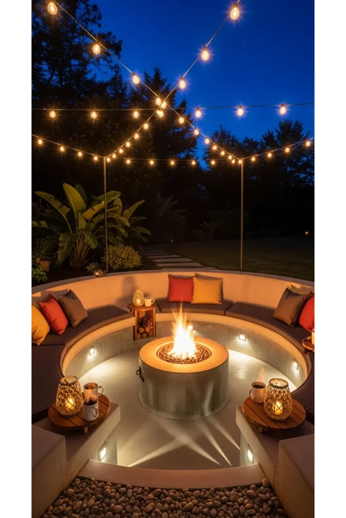 23 Concrete Backyard Patio Designs To Copy 13 Concrete Patio With Sunken Seating