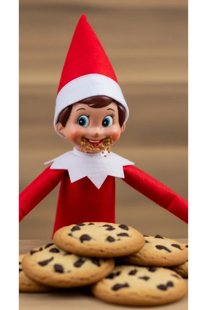 25 Funny Elf on the Shelf Ideas for Busy Parents 10 Cookie Thief Elf