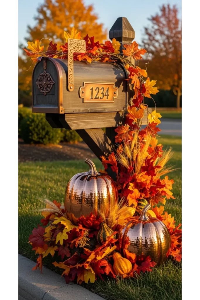Fall Mailbox Decor Ideas For Cozy Curb Appeal 23 19 Copper Tone Accent Style