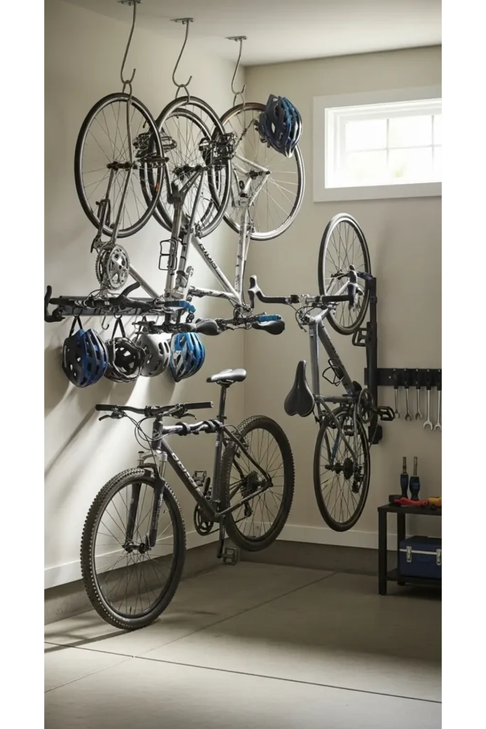 Corner Bike Storage Setup