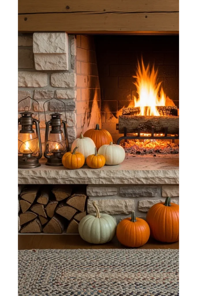 23 farmhouse fall decor ideas for cozy homes 24 Cozy Fireplace Hearth Styling